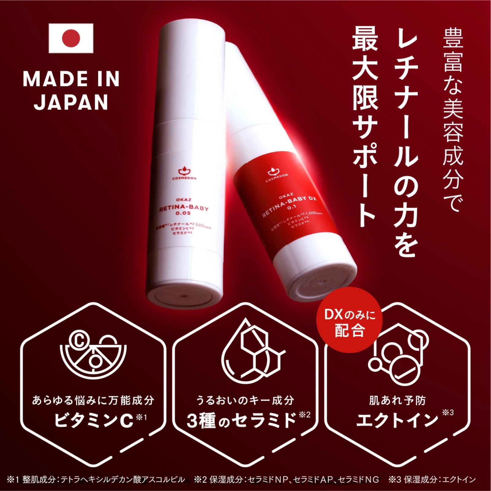 Amazon.co.jp: 日本製 レチナール 500ppm 美容液 コスメドン 高濃度
